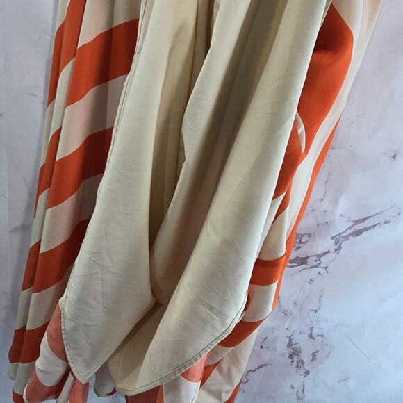 Mare Ware Skirt Womens XS Orange Stripe Midi Circle Diagonal 50s Long Isla - Picture 8 of 12